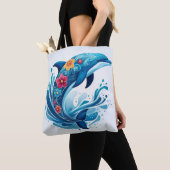  Dolfijn met Floral Design - Levendige Oceaan Tote Bag (Dichtbij)