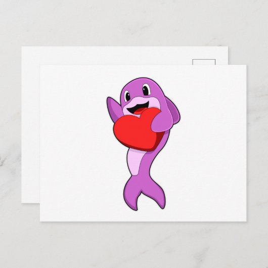 Dolfijn met Hart Briefkaart (Voorkant / Achterkant)