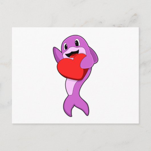 Dolfijn met Hart Briefkaart (Voorkant)