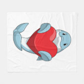 Dolfijn met hart fleece deken (Voorkant (Horizontaal))