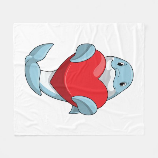 Dolfijn met hart fleece deken (Voorkant (Horizontaal))