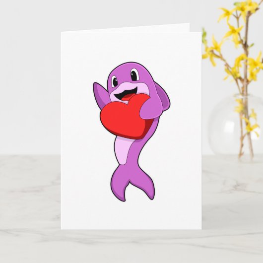 Dolfijn met Hart Kaart (Gele Bloem)