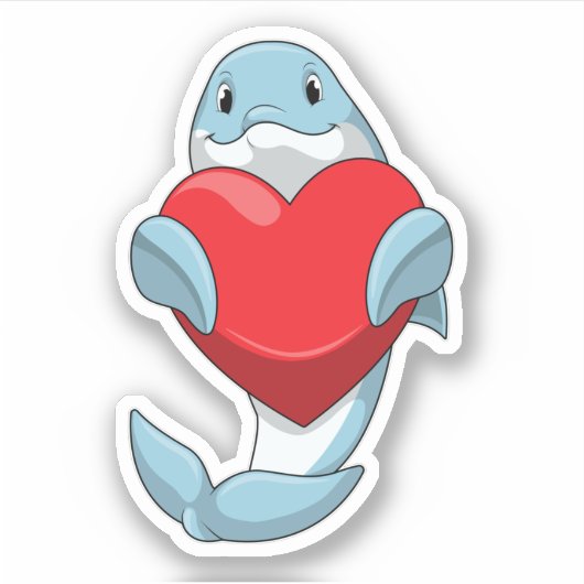 Dolfijn met hart sticker (Voorkant)