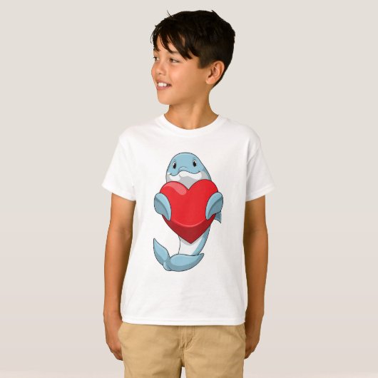 Dolfijn met hart t-shirt (Voorkant volledig)