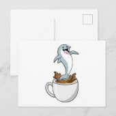 Dolfijn met kopje koffie briefkaart (Voorkant / Achterkant)