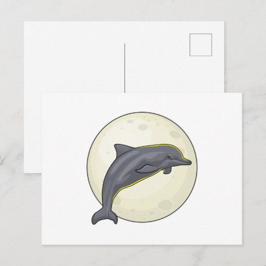 Dolfijn met Maan Briefkaart (Voorkant / Achterkant)