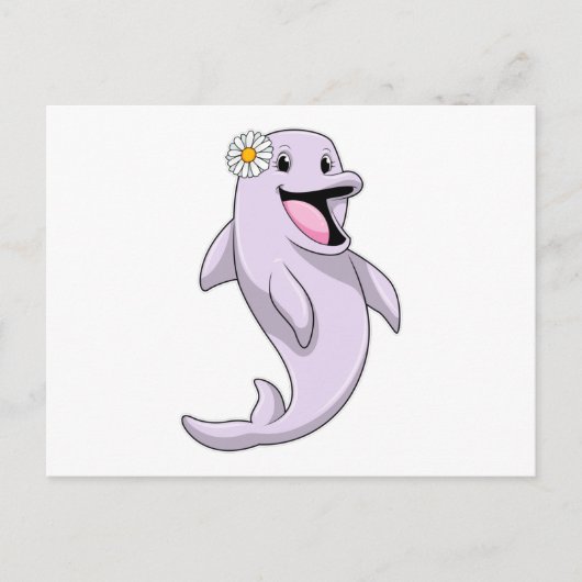 Dolfijn met madeliefje briefkaart (Voorkant)