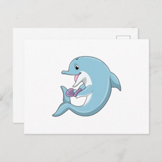 Dolfijn met Parel Briefkaart (Voorkant / Achterkant)
