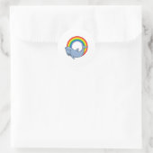 Dolfijn met regenboog ronde sticker (Tas)