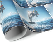 Dolfijn met verjaardagsfeestje Pet Cadeaupapier (Rol Hoek)