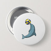 Dolfijn met Volleyball Ronde Button 7,6 Cm (Voorkant /achterkant)