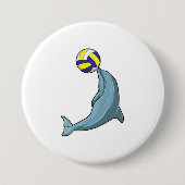 Dolfijn met Volleyball Ronde Button 7,6 Cm (Voorkant)