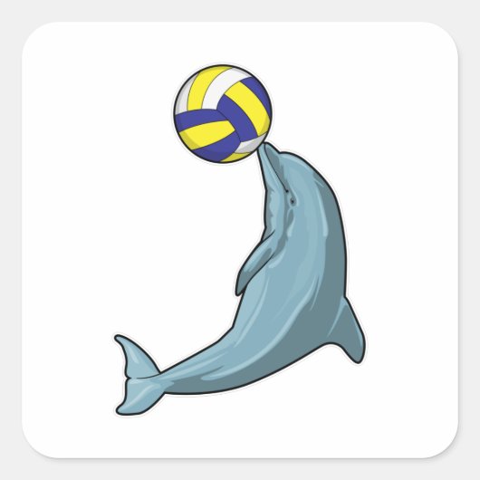 Dolfijn met Volleyball Vierkante Sticker (Voorkant)