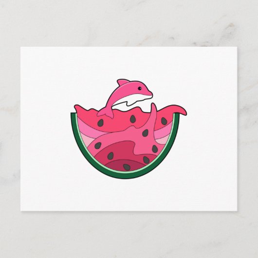 Dolfijn met Watermeloen Briefkaart (Voorkant)