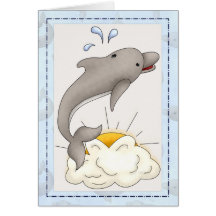 Dolfijn met Zon/Wolken Dier Wenskaart d2