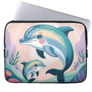 Dolfijn Moeder en Baby Laptop Sleeve