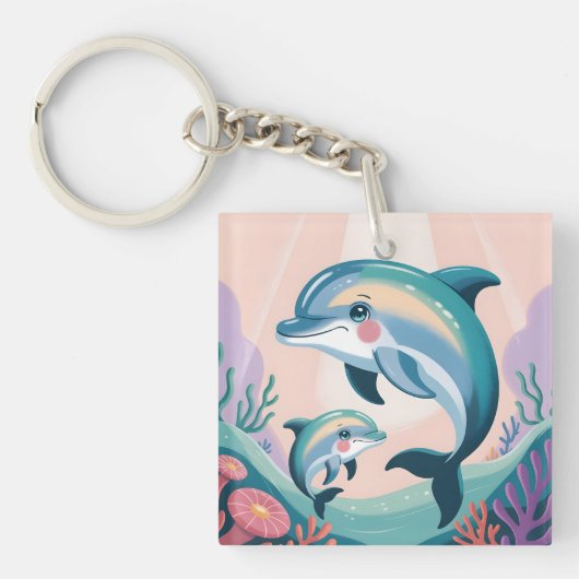 Dolfijn Moeder en Baby Sleutelhanger (voorkant)
