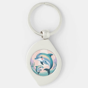 Dolfijn Moeder en Baby Sleutelhanger