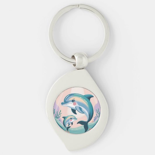 Dolfijn Moeder en Baby Sleutelhanger (Voorkant)