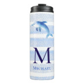 Dolfijn Monogram Stripes Strand Nautische Waterver Thermosbeker (Voorkant)