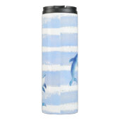Dolfijn Monogram Stripes Strand Nautische Waterver Thermosbeker (Achterkant)