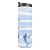 Dolfijn Monogram Stripes Strand Nautische Waterver Thermosbeker (Geroteerd rechts)