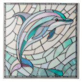 Dolfijn Mozaïek kunst - Zachte Pastels Tegeltje (Voorkant)