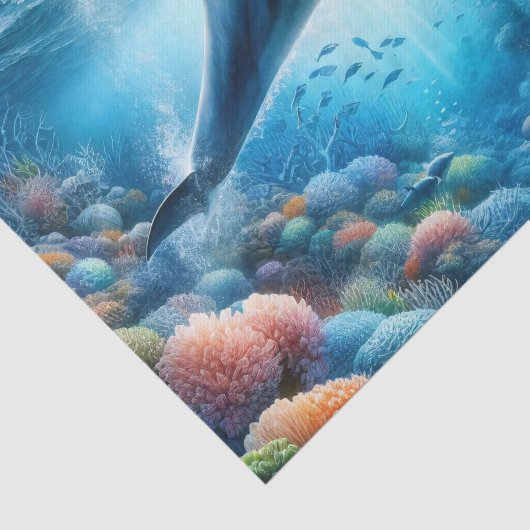 Dolfijn Ocean Reef Waterverf Decoupage Tissuepapier (Detail)