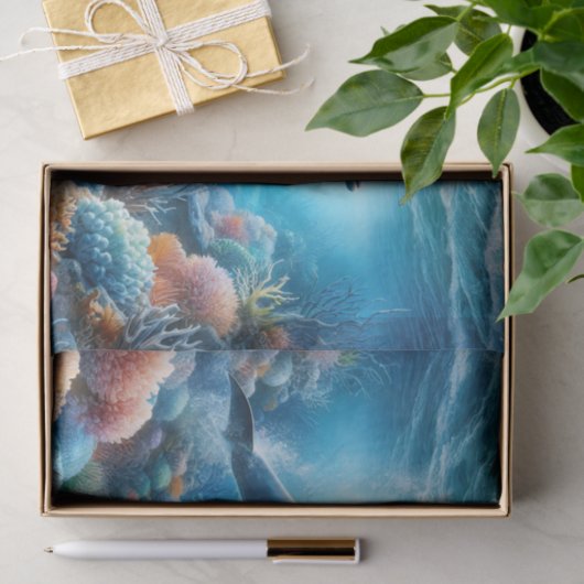 Dolfijn Ocean Reef Waterverf Decoupage Tissuepapier (Geschenk)
