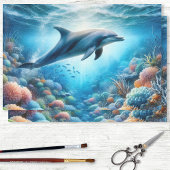 Dolfijn Ocean Reef Waterverf Decoupage Tissuepapier