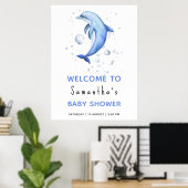 Dolfijn onder de zee baby shower welkom poster (Thuiskantoor)