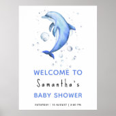 Dolfijn onder de zee baby shower welkom poster (Voorkant)