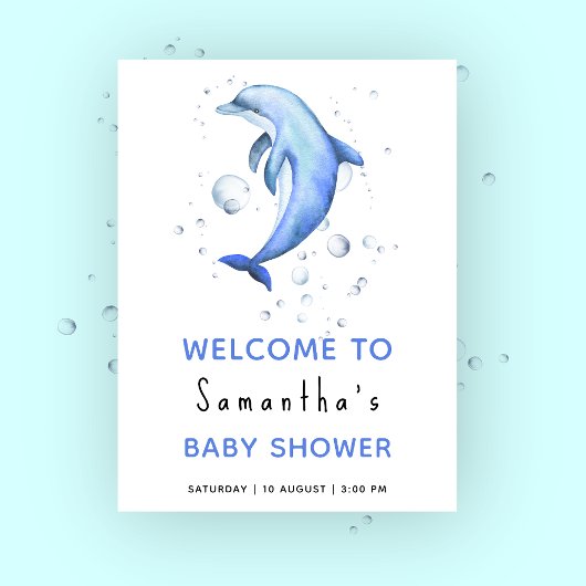 Dolfijn onder de zee baby shower welkom poster