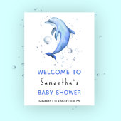 Dolfijn onder het zee baby shower welkom poster
