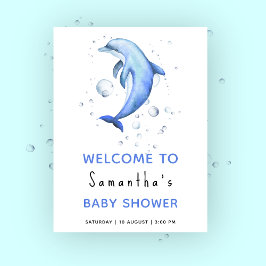Dolfijn onder het zee baby shower welkom poster