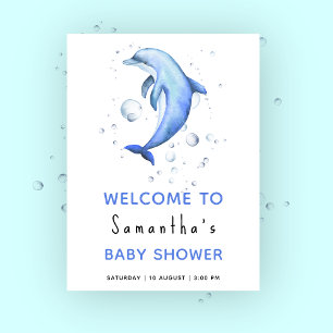 Dolfijn onder het zee baby shower welkom poster
