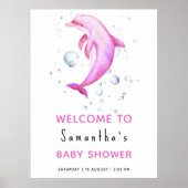 Dolfijn onder het zee baby shower welkom poster (Voorkant)