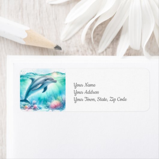 Dolfijn Onder het Zee Kuststrand Etiket (Insitu)