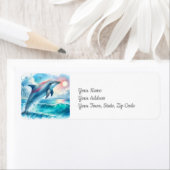 Dolfijn Onder het Zee Kuststrand Etiket (Insitu)