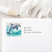 Dolfijn Onder het Zee Kuststrand Etiket (Insitu)