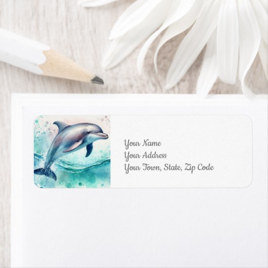 Dolfijn Onder het Zee Kuststrand Etiket (Insitu)