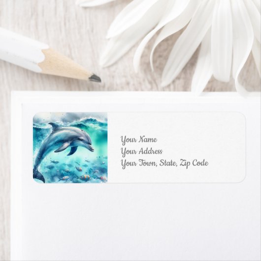 Dolfijn Onder het Zee Kuststrand Etiket (Insitu)