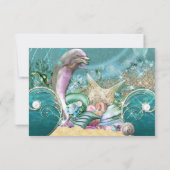 Dolfijn Onder het Zee Plaats Kaarten RSVP Kaartje (Achterkant)