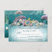 Dolfijn Onder het Zee Plaats Kaarten RSVP Kaartje (Voorkant / Achterkant)