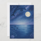 Dolfijn onder maanlicht & Zee Nacht Scène Verjaard Kaart (Achterkant)