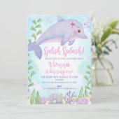 Dolfijn onder Zee 1e verjaardag Kaart (Staand voorkant)