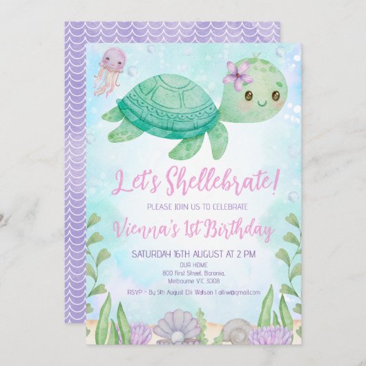 Dolfijn onder Zee 1e verjaardag Kaart (Voorkant / Achterkant)