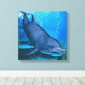 Dolfijn Onderwater Canvas Afdruk (Insitu (Houten vloer))