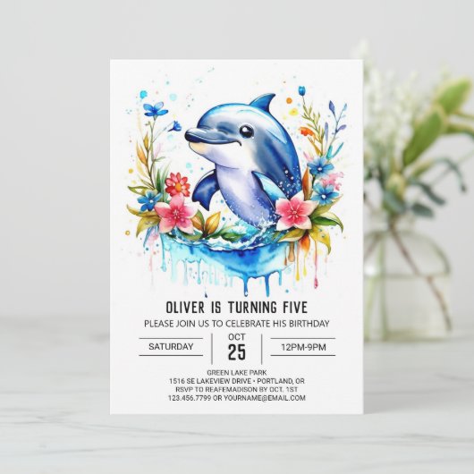 Dolfijn Onderwater Wonderland Verjaardag Kaart (Staand voorkant)