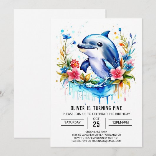 Dolfijn Onderwater Wonderland Verjaardag Kaart (Voorkant / Achterkant)